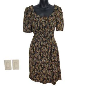 Moulinette Soeurs Silk Dress 2 Multicolor Botanical‎ Print Short Sleeve Pleated